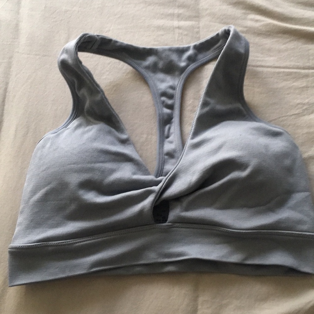 Grey keyhole sports bra